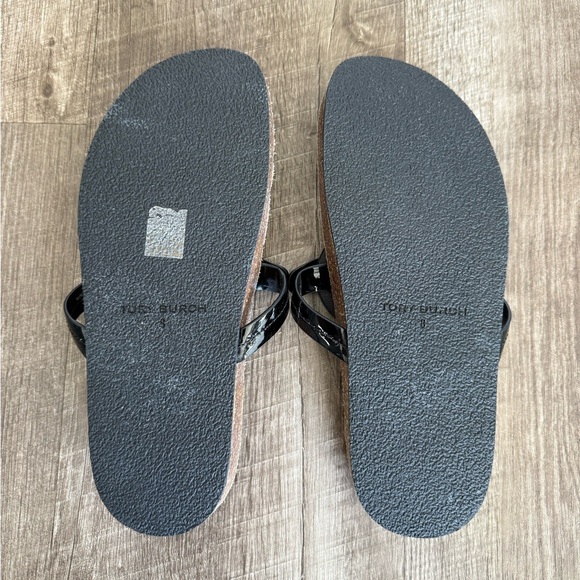 Tory Burch‎ Miller Cloud Thong Sandal Black Patent Leather Women Size 8